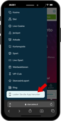 Klicke auf „App herunterladen“
