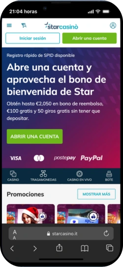 Bono de bienvenida Star Casino en móvil