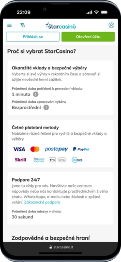 Informace „Proč si vybrat“ na star casino – platby, metody a podpora 24/7.