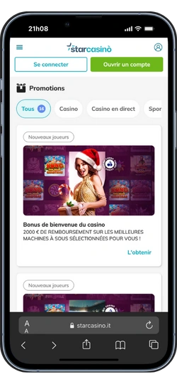Promotions StarCasino pour nouveaux joueurs sur mobile